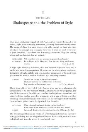 Shakespeare and the Problem of Style