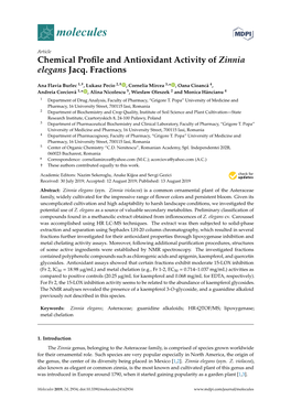Chemical Profile and Antioxidant Activity of Zinnia Elegans Jacq