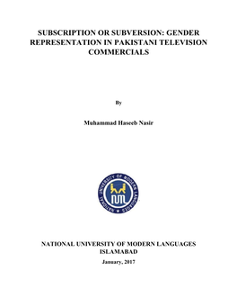 Gender Representation in Pakistani Television Commercials