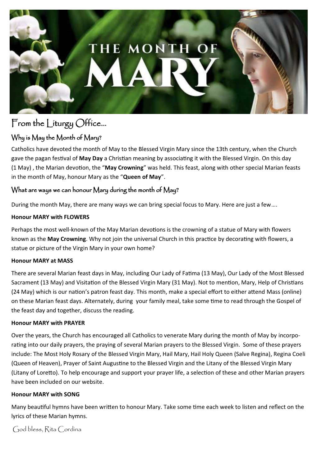 May the Month Dedicated to Mary