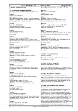 Radio 3 Listings for 6 – 12 February 2010 Page 1 of 28 SATURDAY 06 FEBRUARY 2010 Bergen Philharmonic Orchestra, Juanjo Mena (Conductor)
