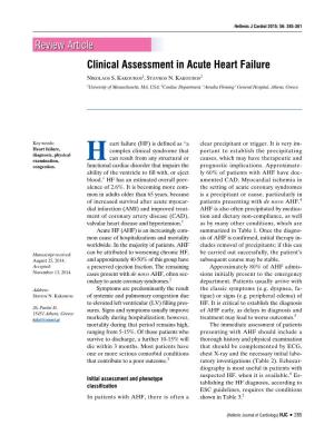 Clinical Assessment in Acute Heart Failure