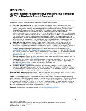 MS-XHTML]: Internet Explorer Extensible Hypertext Markup Language (XHTML) Standards Support Document