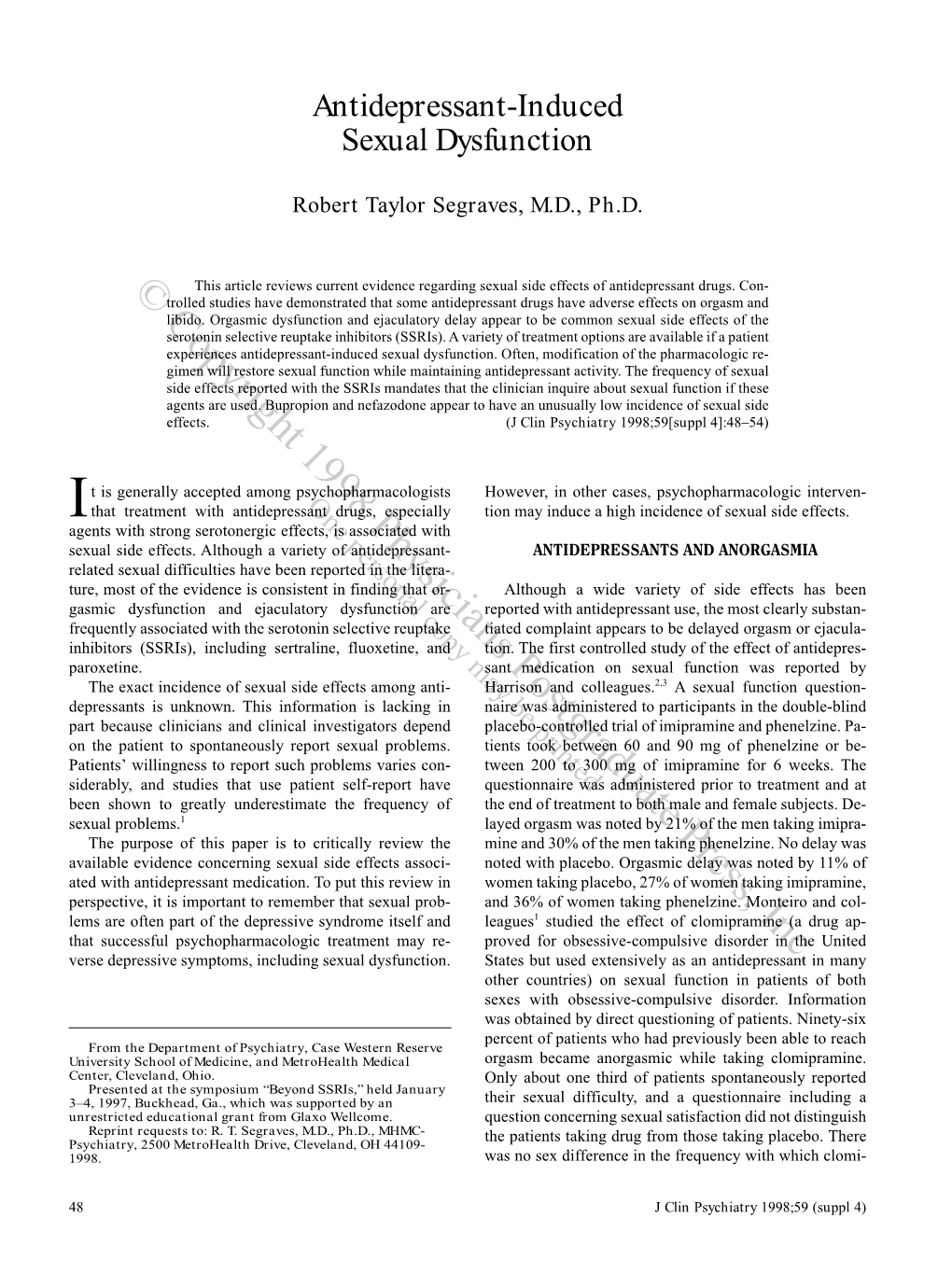 Antidepressant-Induced Sexual Dysfunction