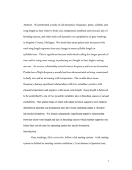 Frequency, Pulse, Syllable, and Song Length As They Rela