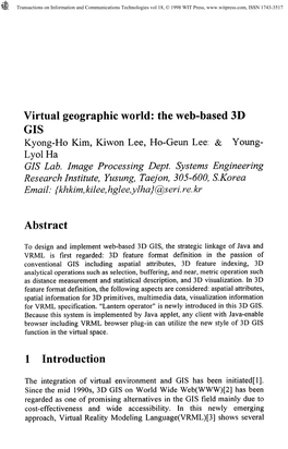 Virtual Geographic World: the Web-Based 3D Kyong-Ho Kim