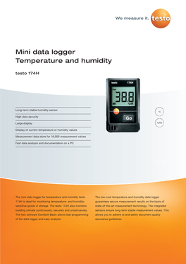 Mini Data Logger Temperature and Humidity Testo 174H