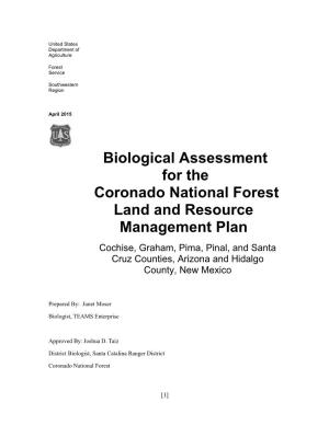 Biological Assessment for the Coronado National Forest Land and Resource Management Plan