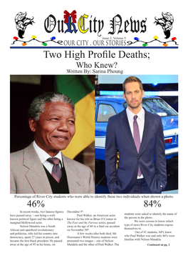 Two High Profile Deaths; Who Knew? Written By: Sarina Phoung