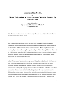 Gnostics of the North, Or Music to Recolonize Your Anxious Capitalist Dreams by Seth Kim-Cohen