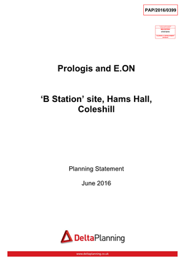 Prologis and E.ON 'B Station' Site, Hams Hall, Coleshill