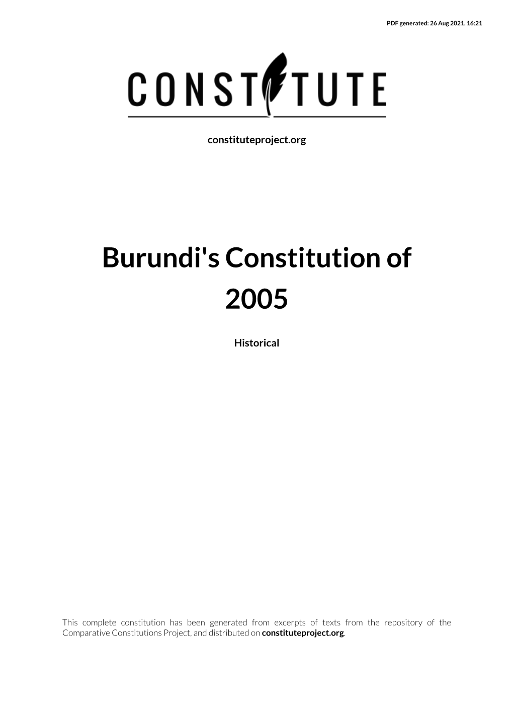 Burundi's Constitution of 2005