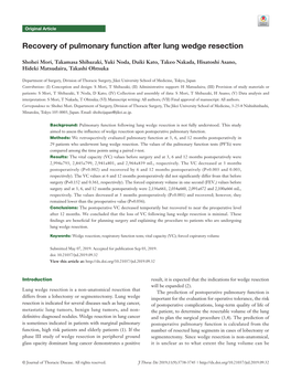 Recovery of Pulmonary Function After Lung Wedge Resection