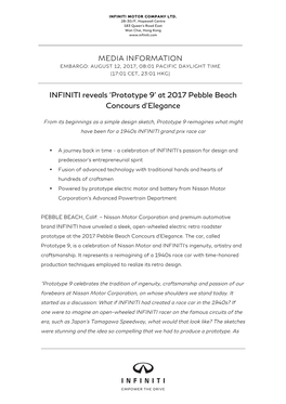 INFINITI Reveals 'Prototype 9' at 2017 Pebble Beach Concours D