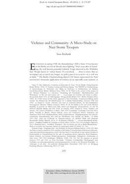 Violence and Community : a Micro-Study on Nazi Storm Troopers