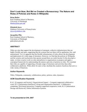 The Nature and Roles of Policies and Rules in Wikipedia