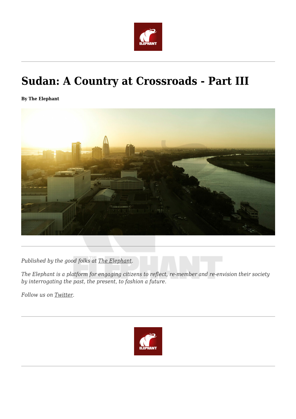 Part III,Sudan: a Country at Crossroads &#8211