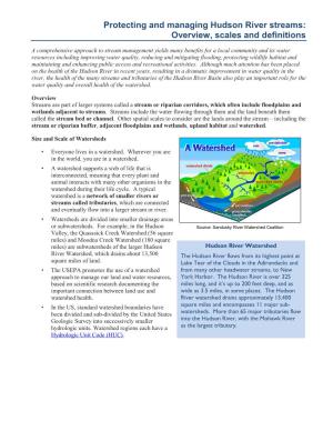 Protecting and Managing Hudson River Streams: Overview, Scales and Definitions