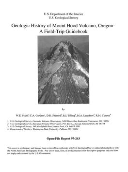 Geologic History of Mount Hood Volcano, Oregon- a Field-Trip Guidebook