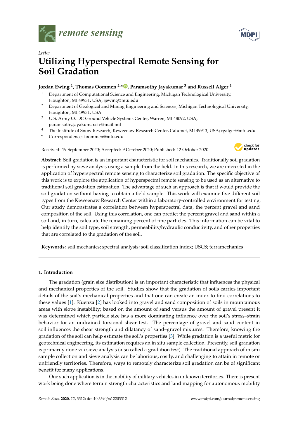 Utilizing Hyperspectral Remote Sensing for Soil Gradation