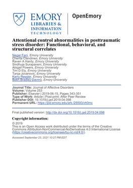 Attentional Control Abnormalities in Posttraumatic