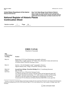 National Register of Historic Places Continuation Sheet ERIE CANAL