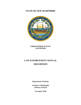 State of New Hampshire Law Enforcement Manual 2020