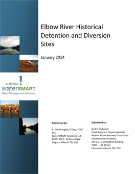Elbow River Historical Detention and Diversion Sites (Watersmart)
