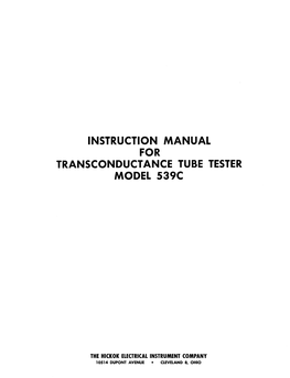 Hickok Tube Tester 539C Manual