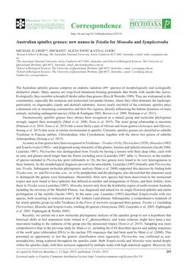 Australian Spinifex Grasses: New Names in Triodia for Monodia and Symplectrodia