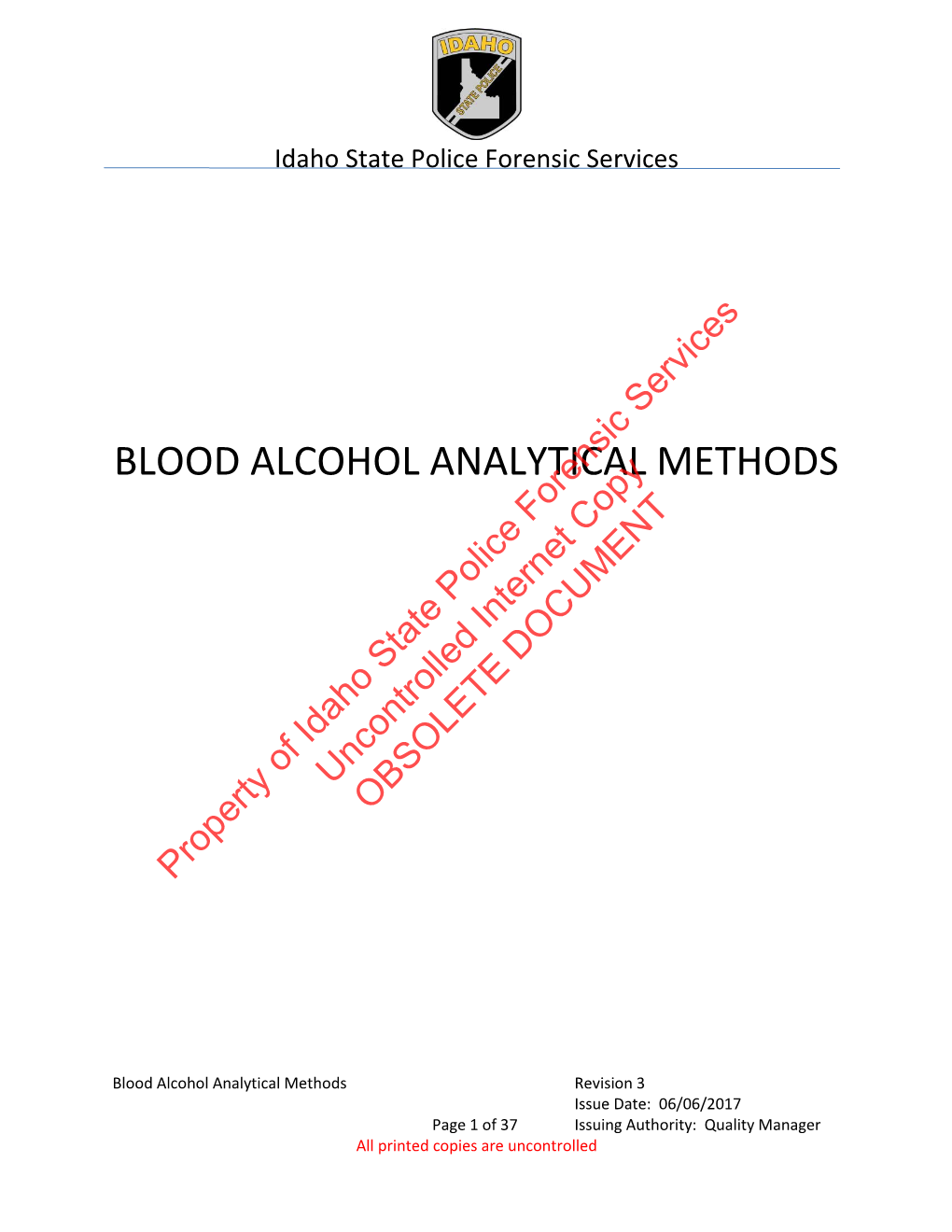 Blood Alcohol Analytical Methods