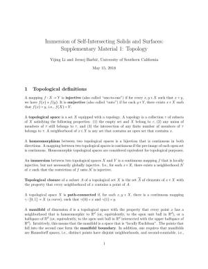 Immersion of Self-Intersecting Solids and Surfaces: Supplementary Material 1: Topology