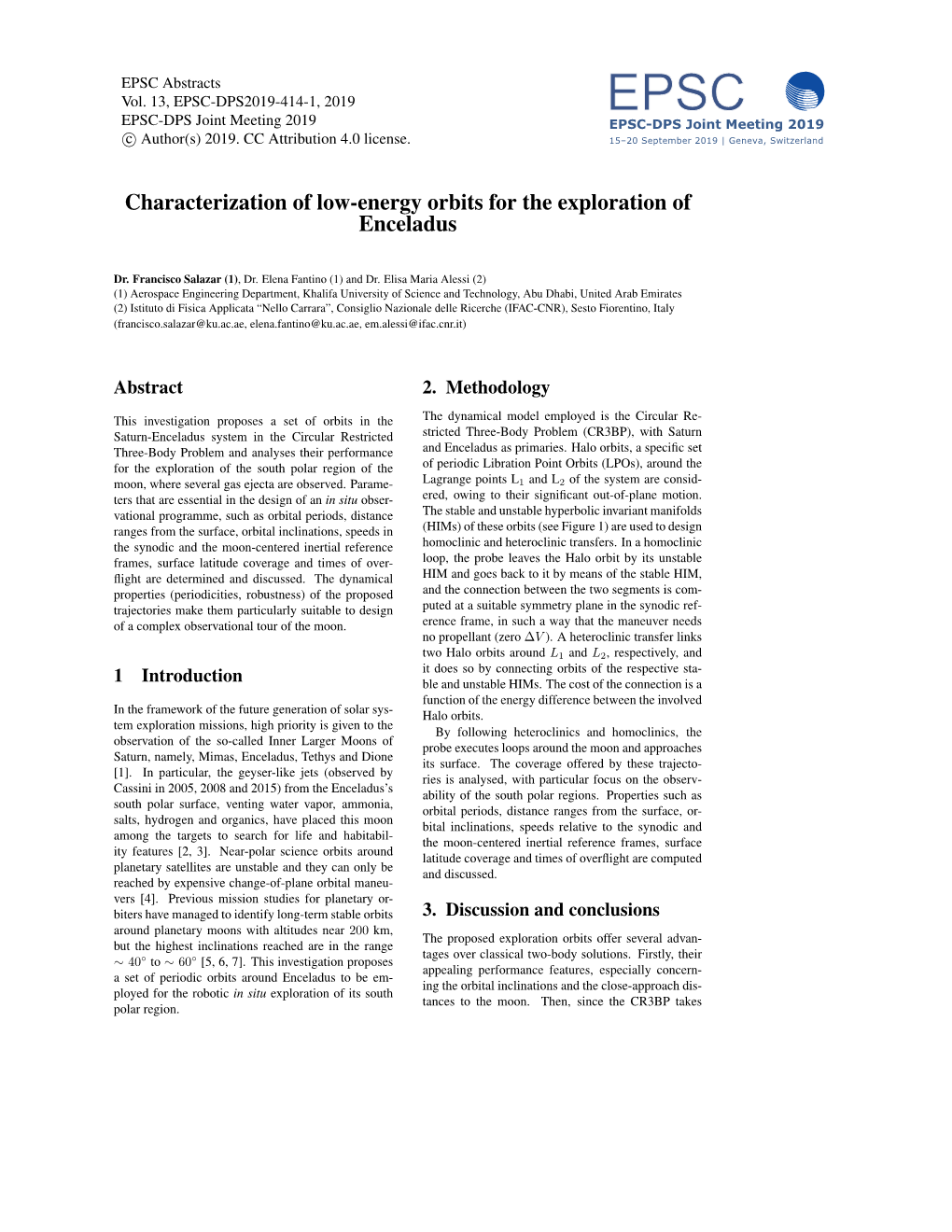 Characterization of Low-Energy Orbits for the Exploration of Enceladus