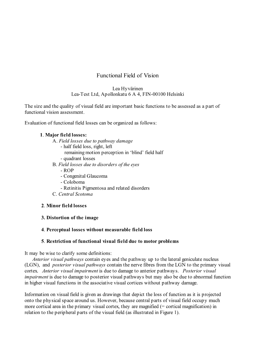 Functional Field of Vision