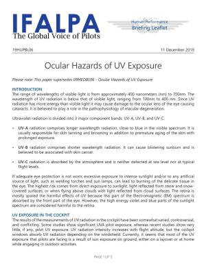 Ocular Hazards of UV Exposure