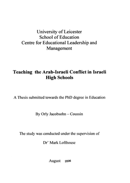 Teaching the Arab-Israeli Conflict in Israeli High Schools