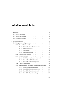 Inhaltsverzeichnis