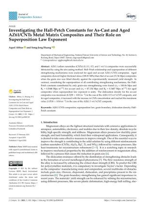 Investigating the Hall-Petch Constants for As-Cast and Aged AZ61/Cnts Metal Matrix Composites and Their Role on Superposition Law Exponent