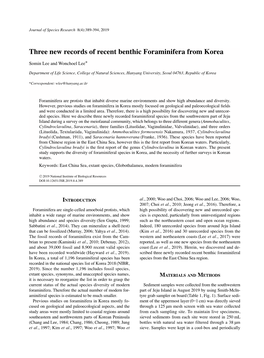Three New Records of Recent Benthic Foraminifera from Korea