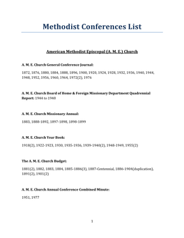 Methodist Conferences Journal List