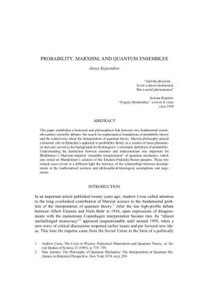 Probability, Marxism, and Quantum Ensembles