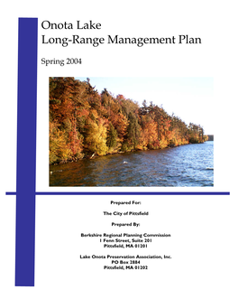 Onota Lake Management Plan