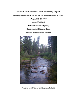 South Fork Kern River Summary Report 2009
