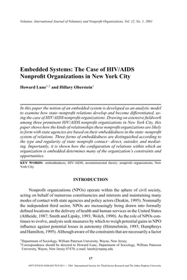 Embedded Systems: the Case of HIV/AIDS Nonprofit Organizations in New York City