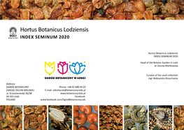 Hortus Botanicus Lodziensis INDEX SEMINUM 2020