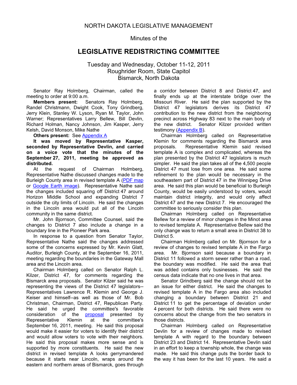 Legislative Redistricting Committee