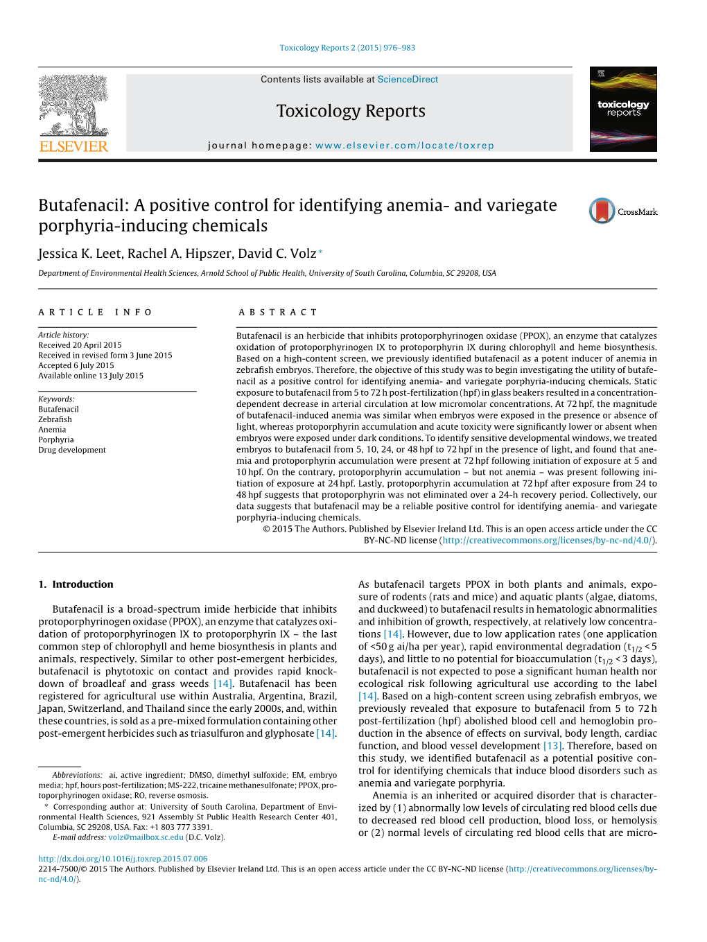 Butafenacil: a Positive Control for Identifying Anemia- and Variegate