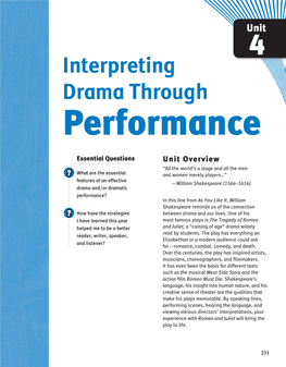 Interpreting Drama Through Performance