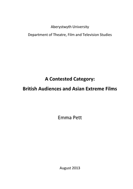 British Audiences and Asian Extreme Films
