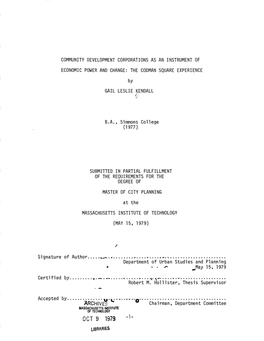 Oct 9 1979 -I- Libraries Community Development Corporations As an Instrument Of